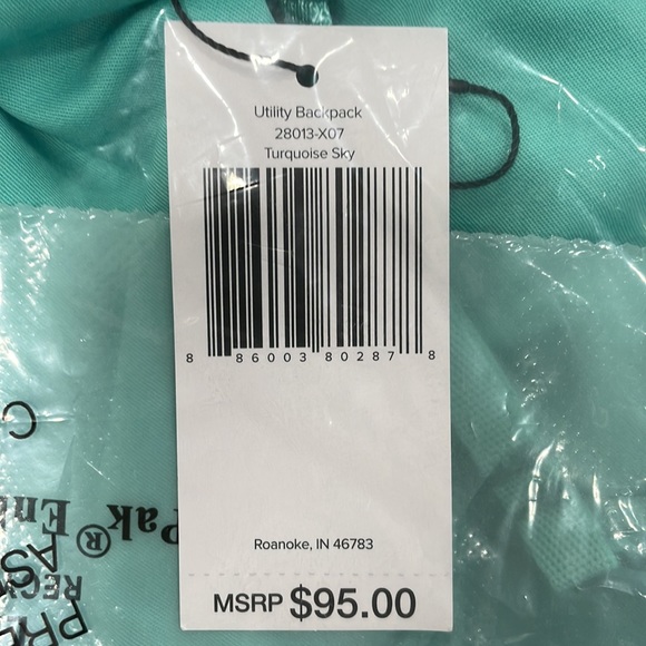 NEW Vera Bradley Utility Backpack - Turquoise Sky - Picture 4 of 5